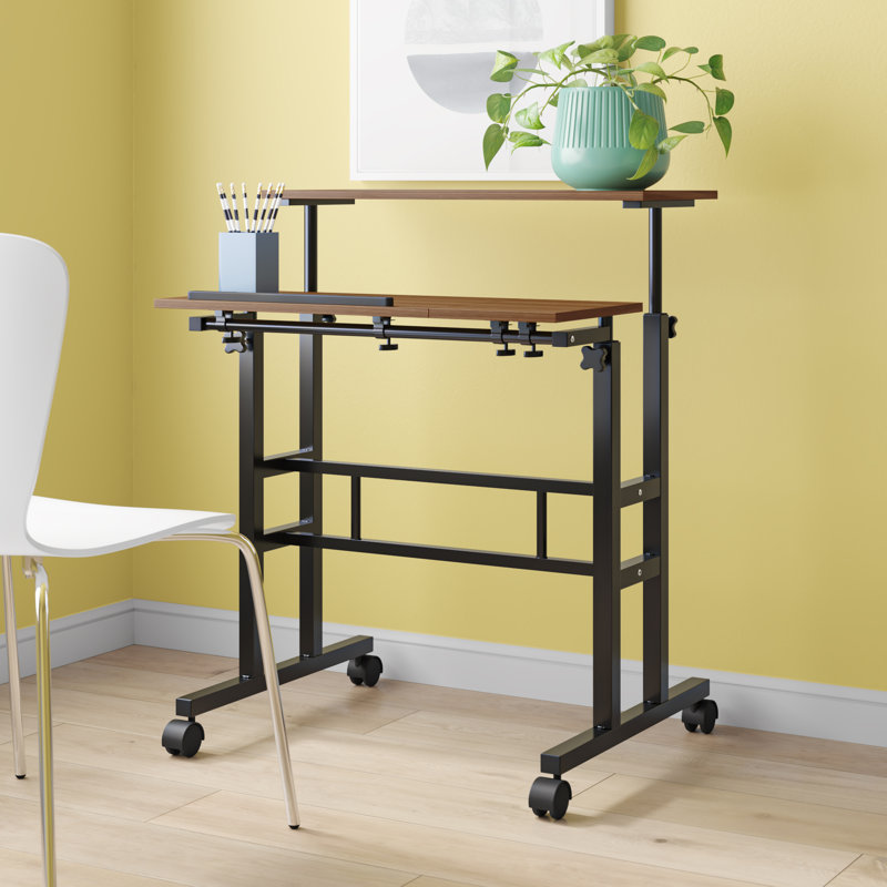 Linco Height Adjustable Standing Desk, Brown/Black
