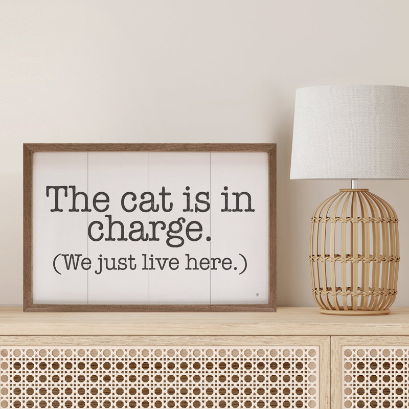 Le chat est en charge blanc, H 24 po x l 36 po