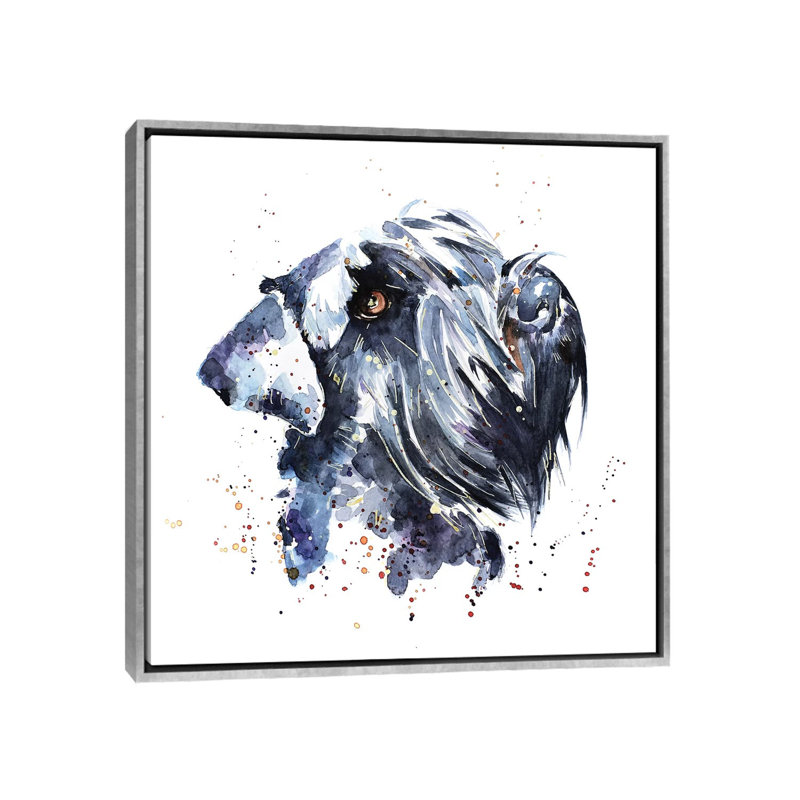 Schnauzer géant par EdsWatercolours - impression, Pas de tapis, H 26 po x l 26 po x P 1,5 po, Toile avec cadre argenté