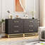 Commode 3 tiroirs pour la chambre à coucher, commode en bois moderne avec rangement, commode large à poignées en métal, commodes en bois, noir