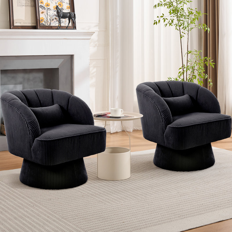 Fauteuil d'appoint Modern, Velours côtelé noir
