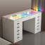 Makeup Vanity Desk HD Glass Top Built-in RGB Light Strips Large 13 Drawers Diamond Handles USB and Type-C-1116914311
