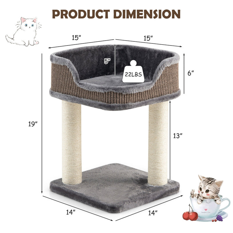 Perchoir pour chat 19 "à plusieurs niveaux, gris