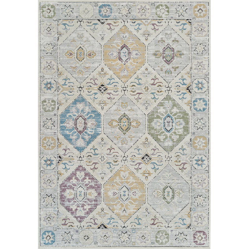 Tapis d'intérieur / beige à motif de médaillon beige / gris 8 pi x 11 pi (7 pi 10 po x 10 pi 10 po) de Branch Branch