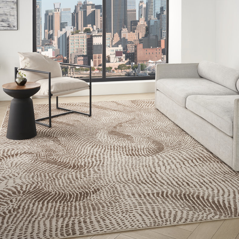 Alim Abstract Machine Made Area Rug, Beige Brown, Rectangle 239 x 300 cm