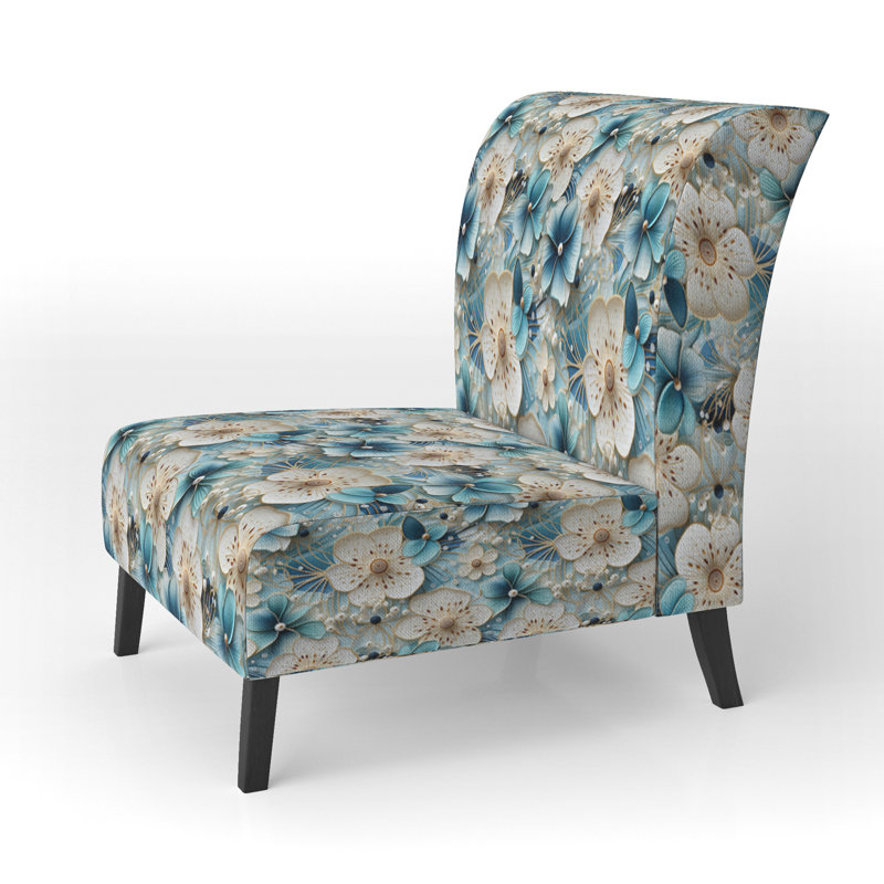 Fauteuil de chambre rembourré Blue and White Flowers Simplicity