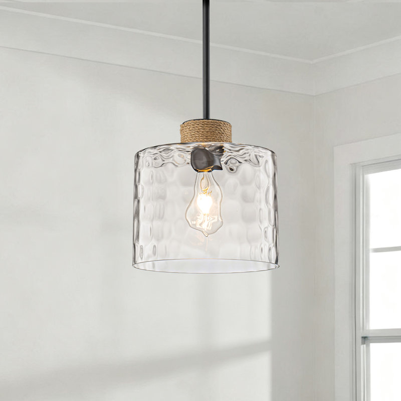 Luminaire suspendu en verre martelé 1 lumière