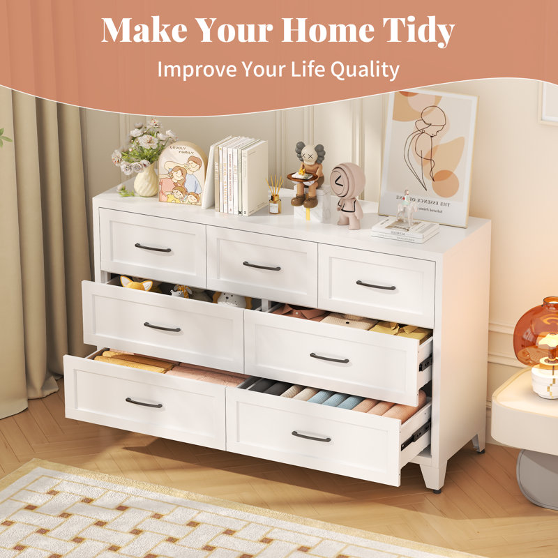 Metal 120cm W 7 - Drawer Chest of Drawers