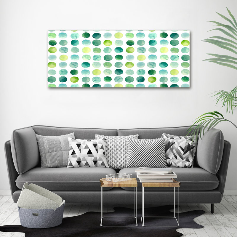 Green Dots - No Frame Print on Canvas