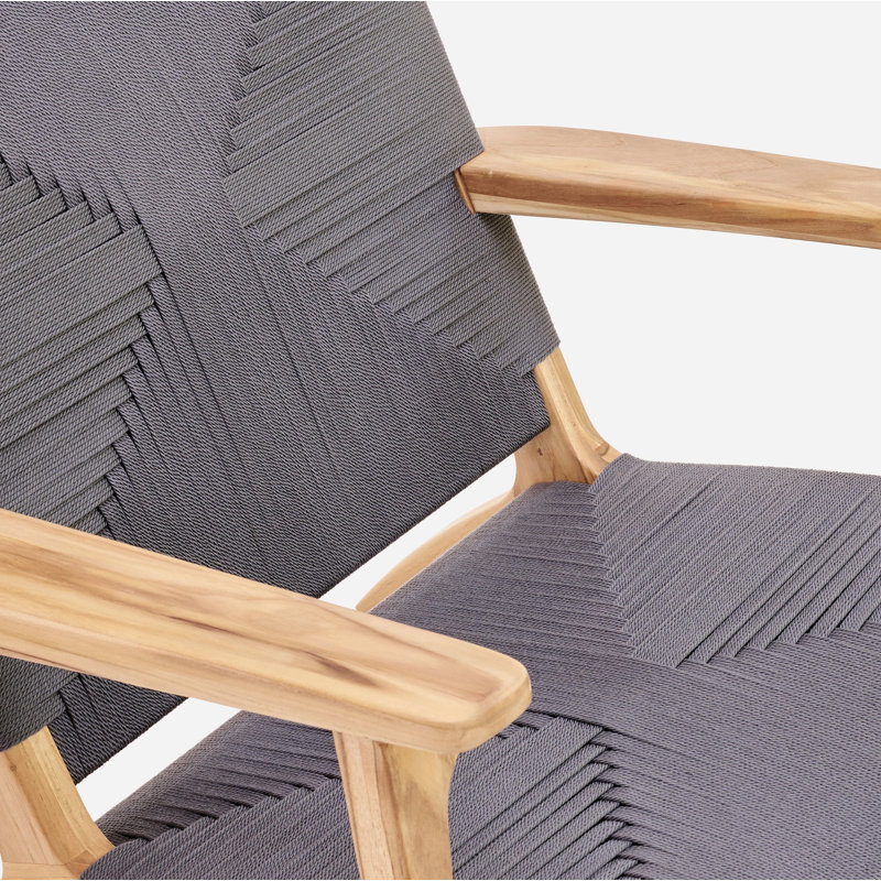 Masaya Upholstered Armchair, Natural,  Charcoal Cross Braided Cord