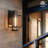 Square Textured Glass Outdoor Wall Lights,15 Inch, E26, Sand Black