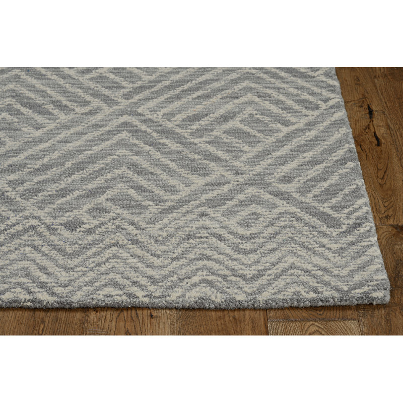 Luisa Geometric Handmade Hand-Tufted Denim Area Rug, Rectangle 5' x 7'