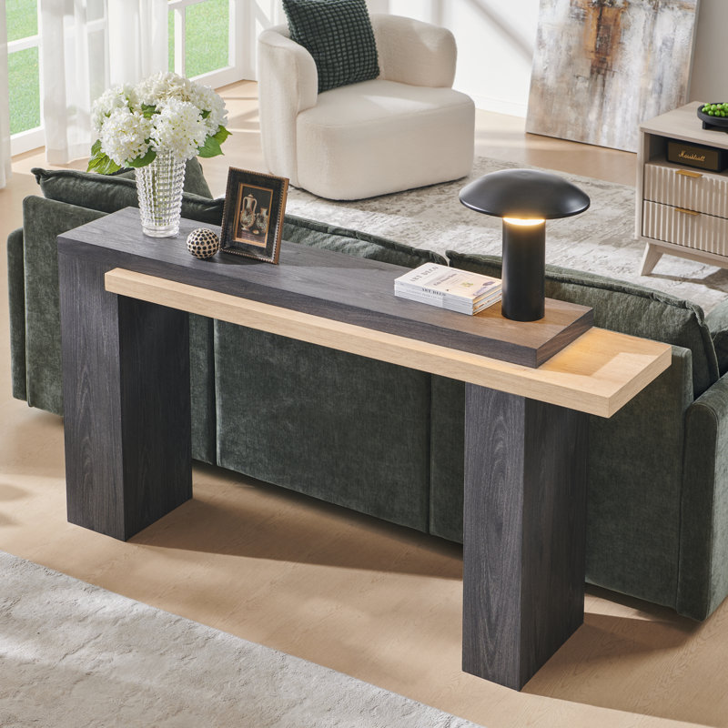 63-Inch Long Entryway Table，Wooden Console Table，Modern Sofa Table Behind Couch For Living Room, Dark Alder