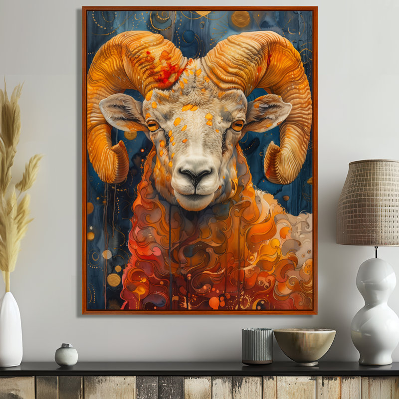 Blanc, jaune, astrologie, Rams Radiance Ii Aries - astronomie Bélier, art mural, salon, Toile tendue, H 12 po x l 20 po
