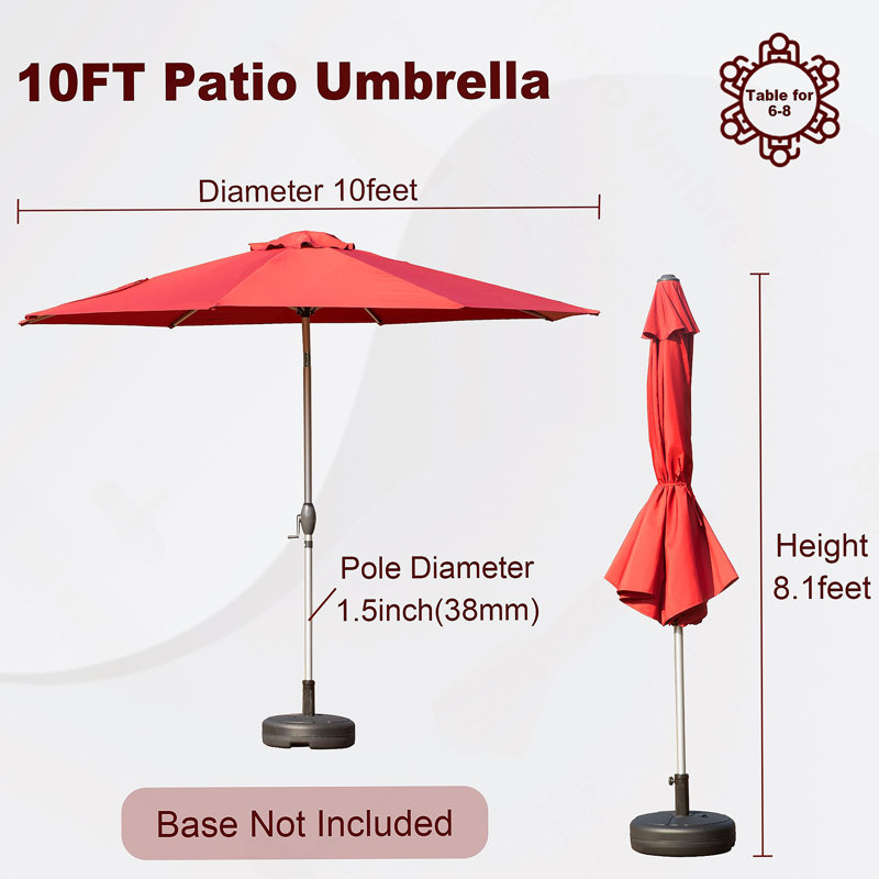 Parasol d'extérieur avec des fonctionnalités avancées pour une utilisation polyvalente, Rouge brique