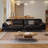 Black Genuine Leather Modular Sofa cushion couch-1010060387-1010060384