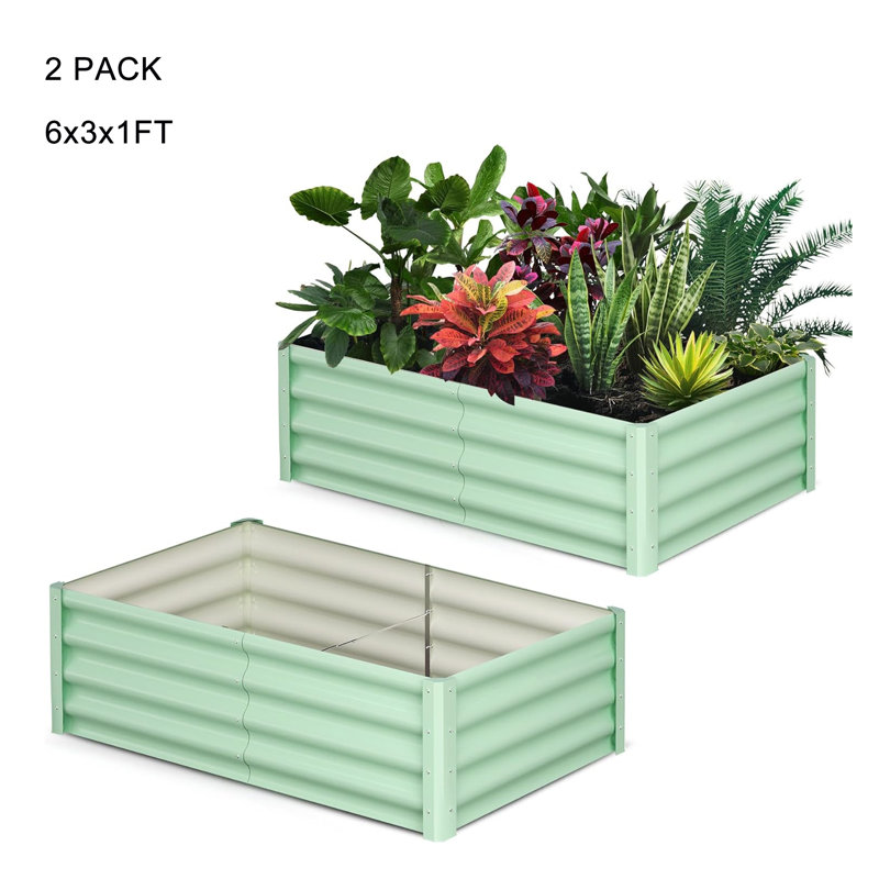 Metal Raised Garden Bed, 2.5cm H x 15.2cm W x 7.6cm D, Green