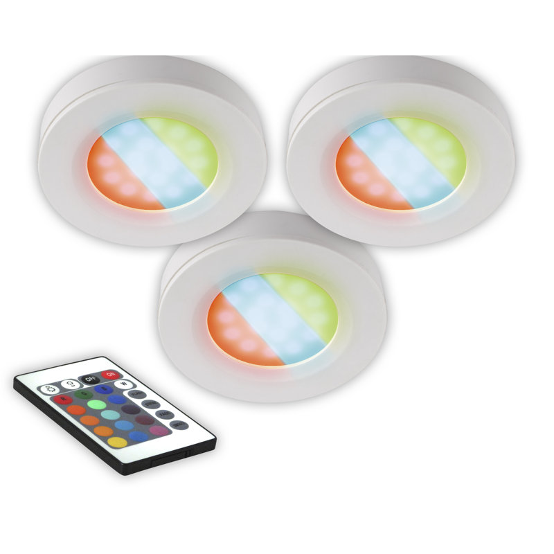 Adjustable RGB LED Under Cabinet Puck Lights with Remote