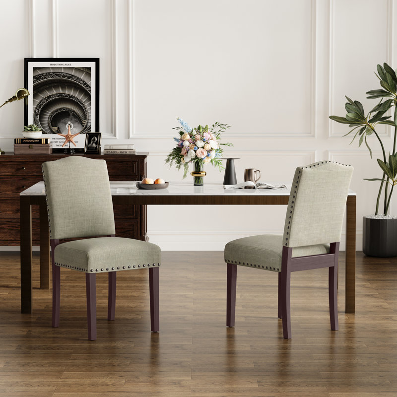 Upholstered Parsons Dining Chairs, Linen Side Chair, Camel