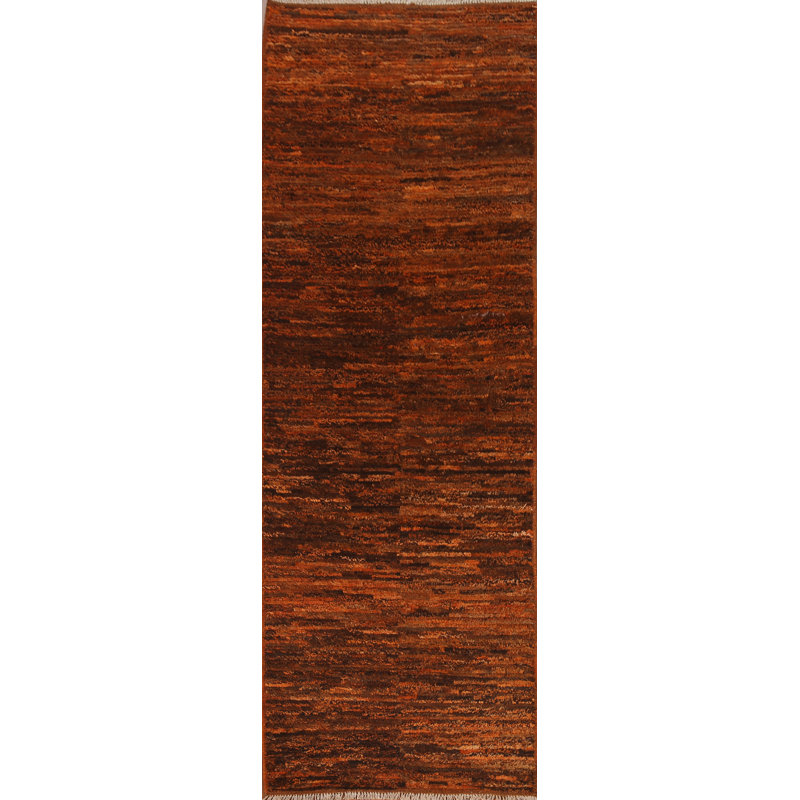 Tapis de couloir marocain orange / noir fait à la main 3 x 10