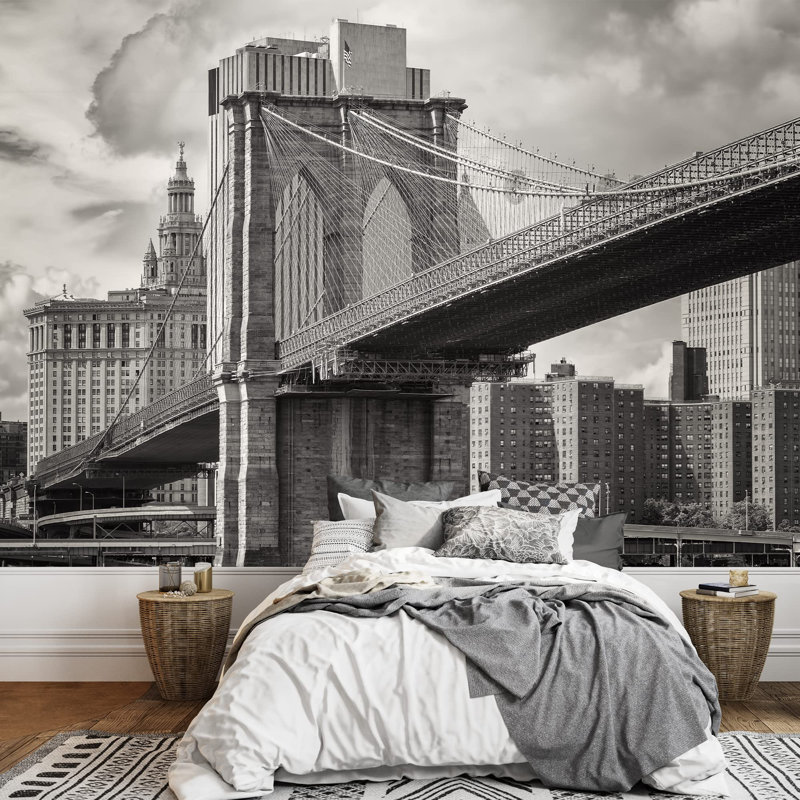 Modern City Buildings Border, 100" L x 144" W