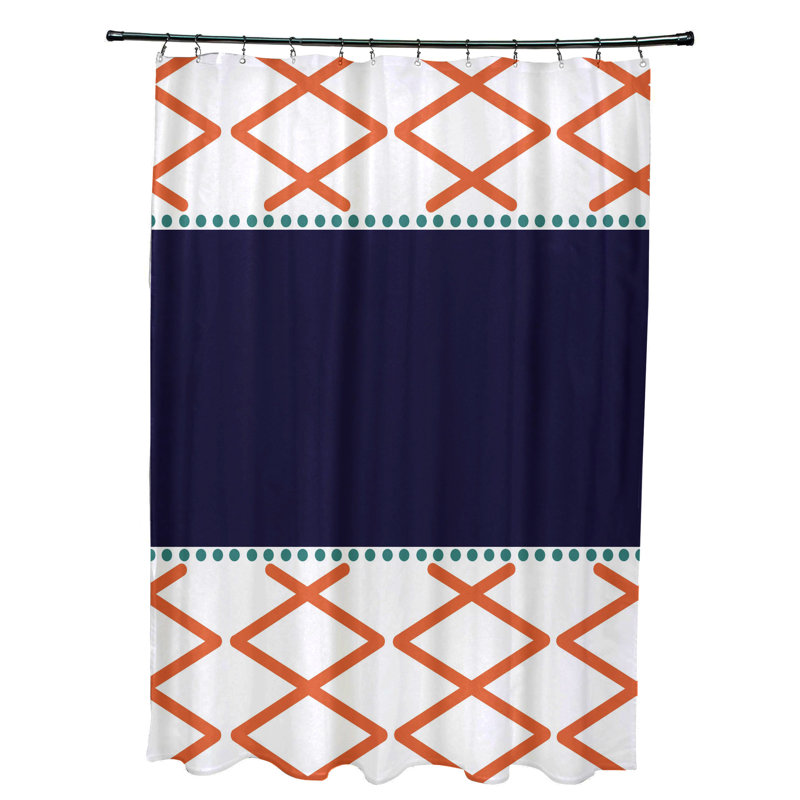 Rideau de douche simple nœud Fancy, Orange / bleu marine