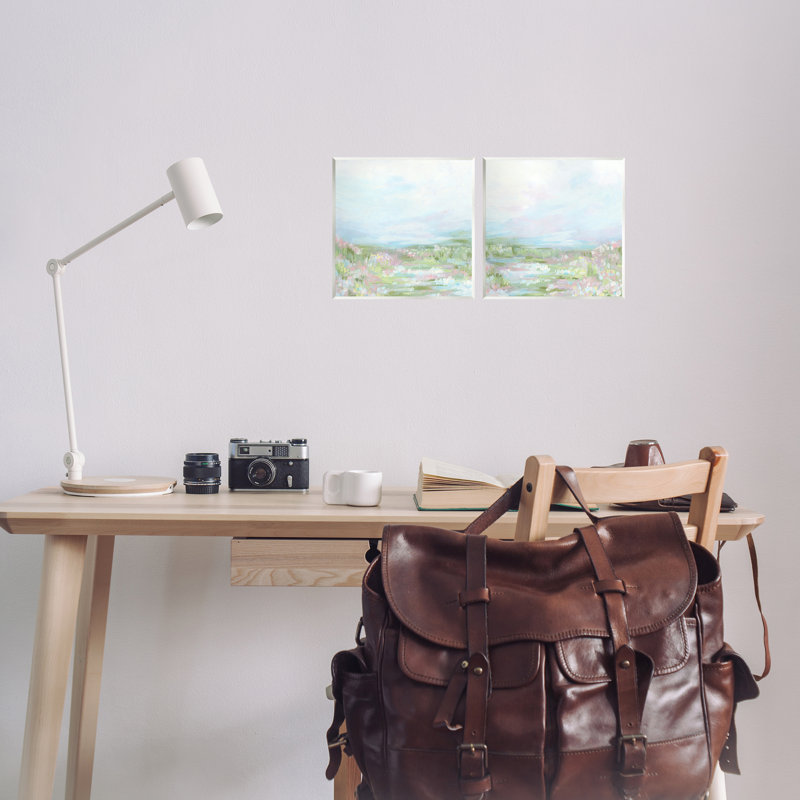 «Pastel Abstract Spring Field», ensemble de 2 plaques murales par June Erica Vess