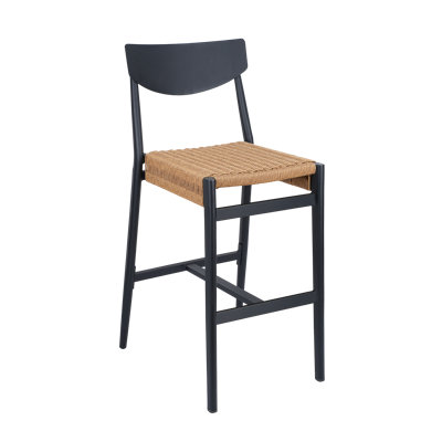 H&D Black Aluminum Dining Barstool With Synthetic Rope Seat by H&D Restaurant Supply, Inc.