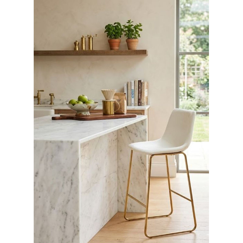 Astros Faux Leather Stool, White