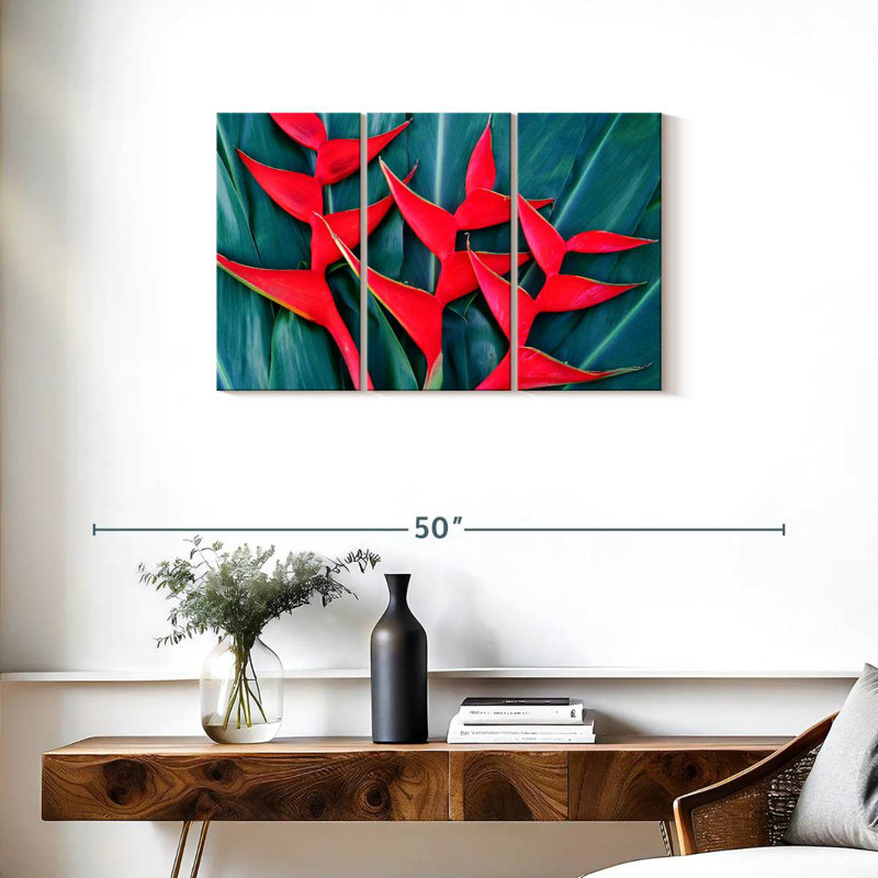 Harnek Bright Red Heliconia, 20" H x 33" W