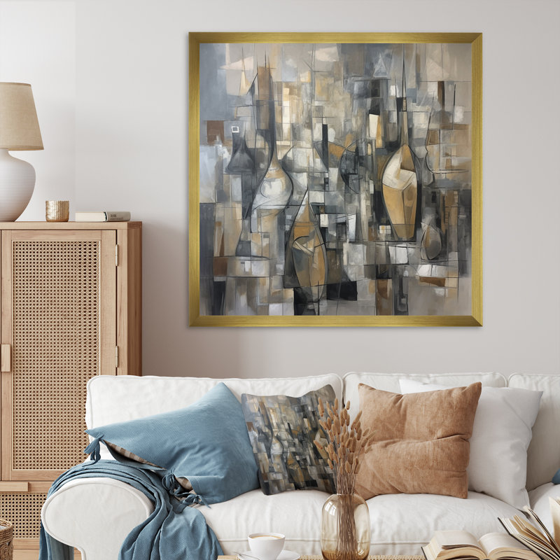 Mid Century Chromatics I - reproduction sur toile, Encadrement doré, H 24 po x l 24 po x P 1 po