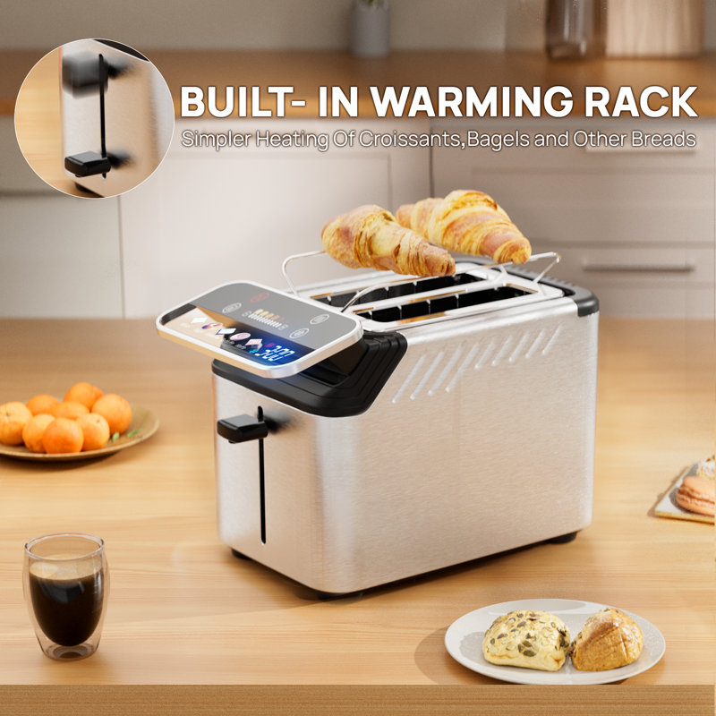 WHALL 2-Slice Stainless Steel Touch Screen Toaster