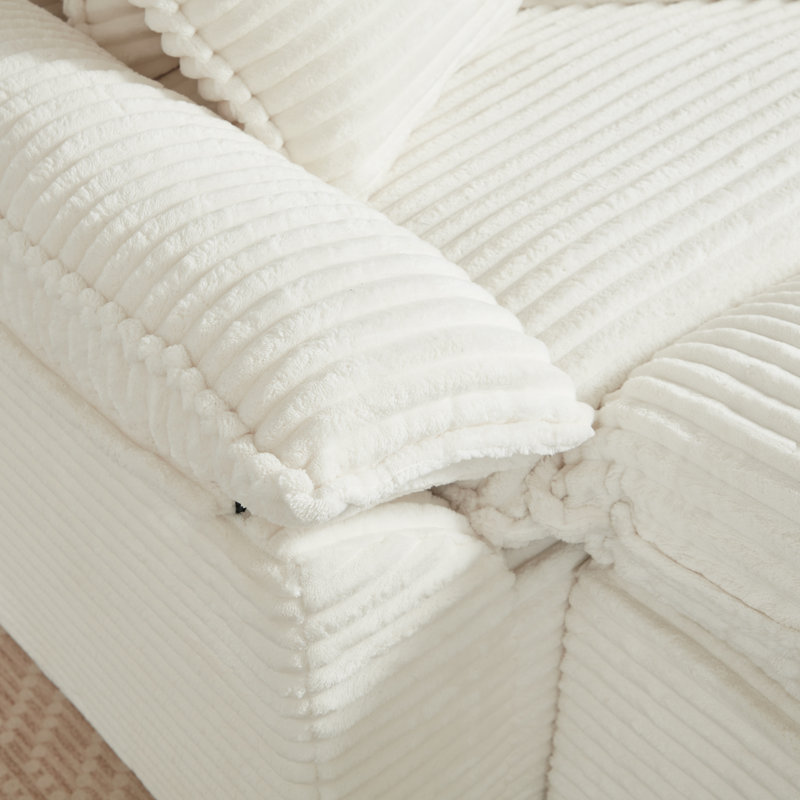 Oversized Chaise Lounge Chair with Ottoman – Extra Wide Recliner Sofa Seat, White