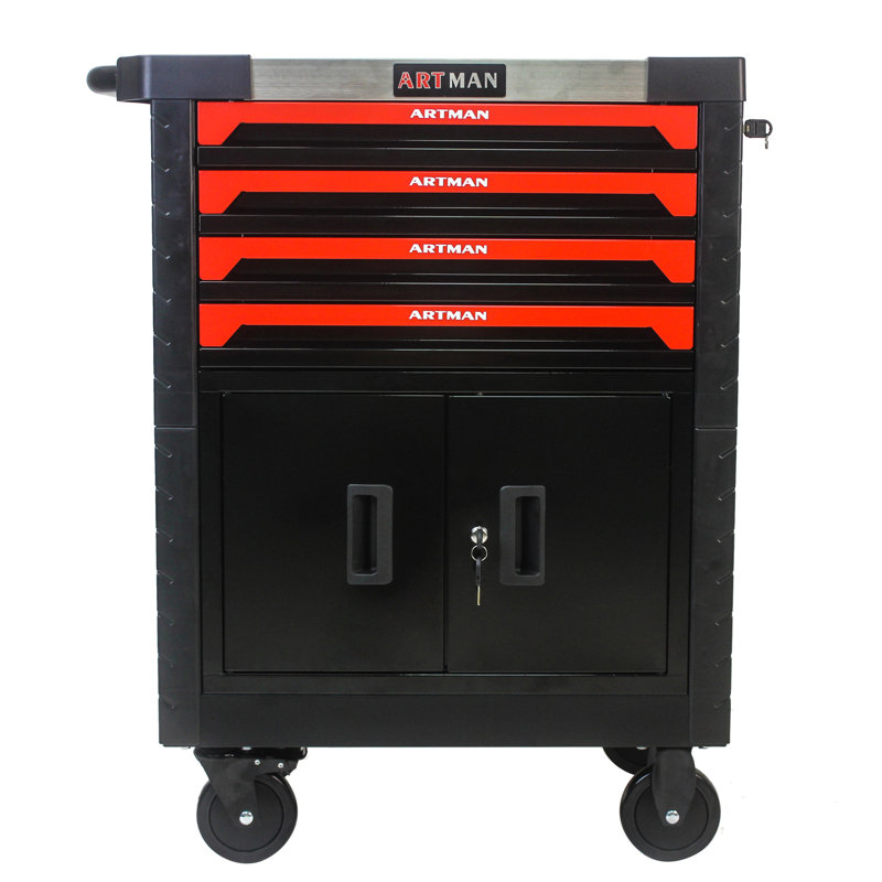 Chariot à outils amovible 4 tiroirs avec serrure