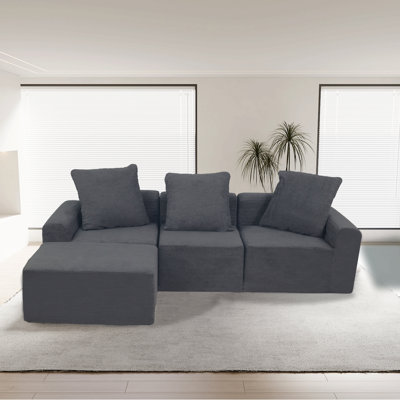 Convertible Modular Sectional Sofa Set Popular Microfiber Fabric Compression Sofa