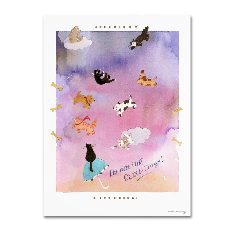 «Rains Cats and Dogs», art sur toile, H 24 po x l 18 po x P 2 po