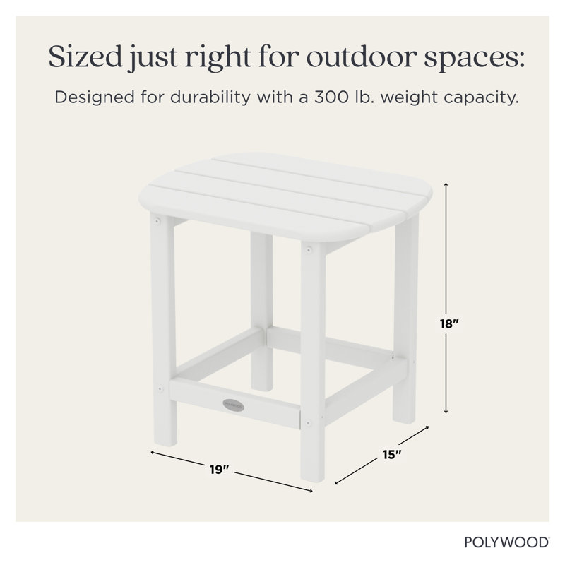 POLYWOOD South Beach 18" Side Table, White