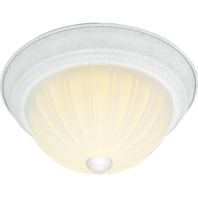 David Glass Flush Mount, Textured White, 6" H x 15.25" W x 15.5" D