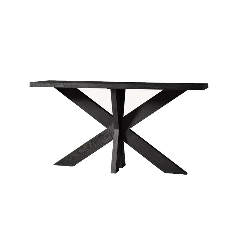 Table de véranda entièrement en bois massif de style français., Noir