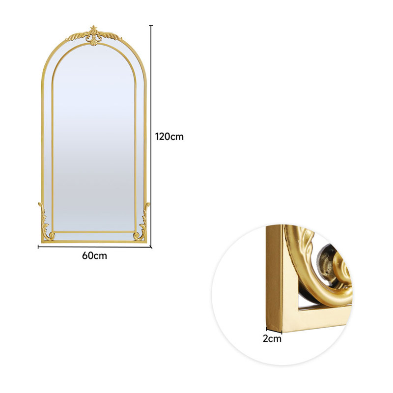 Cristina Iron Arch Wall Mirror, Gold, 120cm H x 60cm W