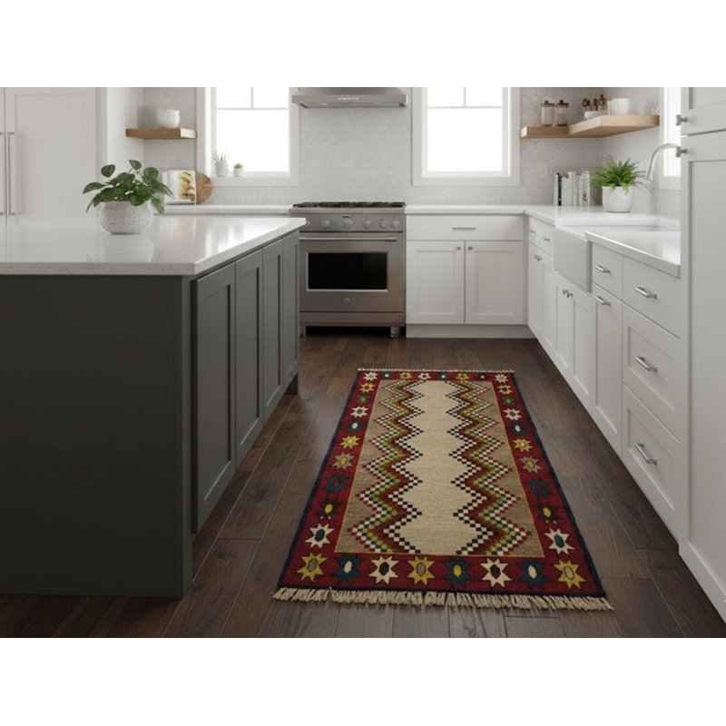 Tapis oriental tribal 3 x 6 multicolore One-of-a-Kind