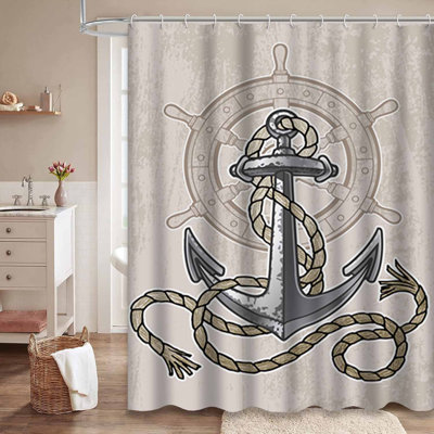 Rideau de douche imperméable nautique avec 12 crochets
