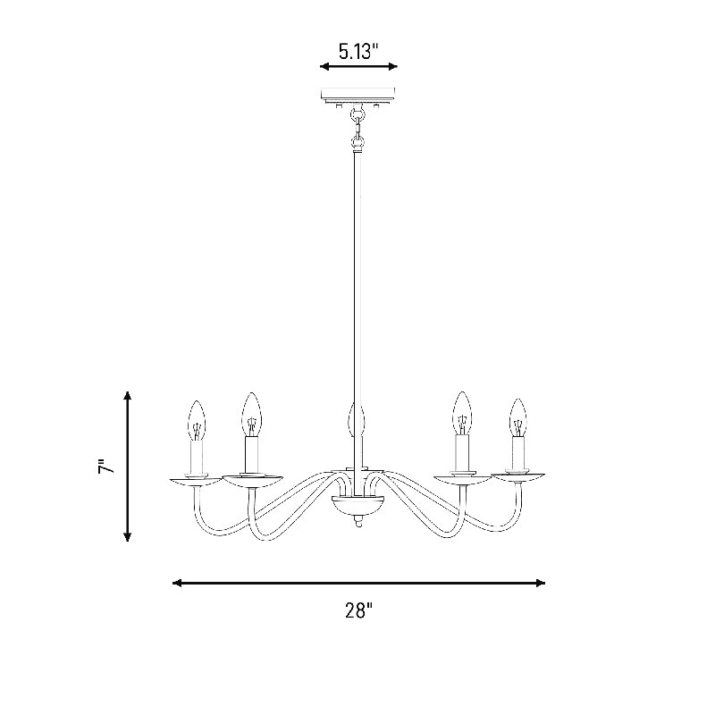 Mateos 5-Light Chandelier In Natural Brass, Natural Brass