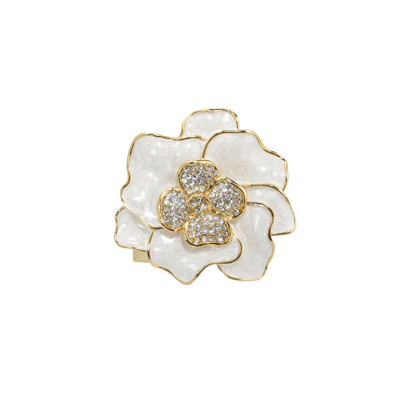 Spring Flower Napkin Rings Gift Box, White