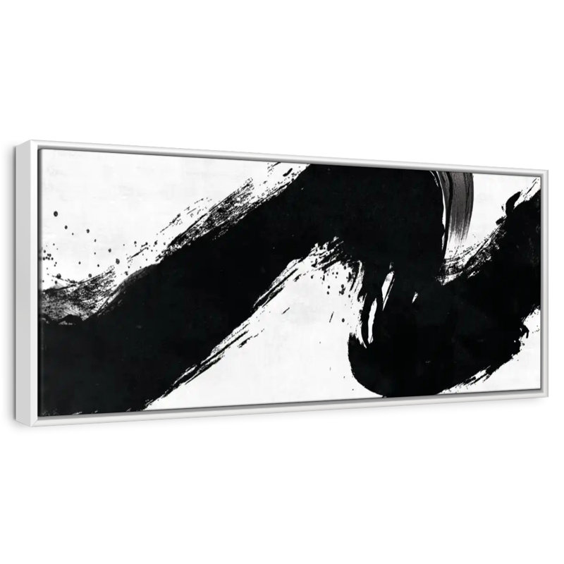Coup abstrait, 43 po x 15 po, Cadre flottant blanc