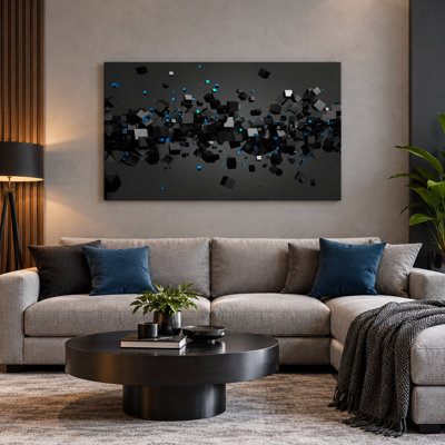 Abstract Cube Pixel Explosion 1 Piece Wrapped Canvas Wall Art