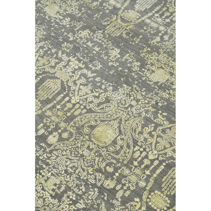 Tapis rectangulaire unique de 8 pi 10 po x 11 pi 9 po gris