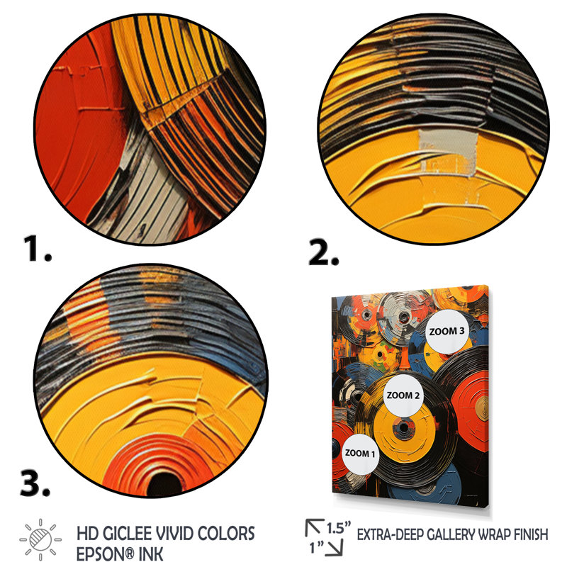 Décoration murale colorée en vinyle I - musique, H 32 po x l 24 po x P 1 po, Cadre simple noir