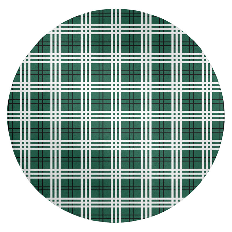 Plaid Indoor Rug, Round 5'
