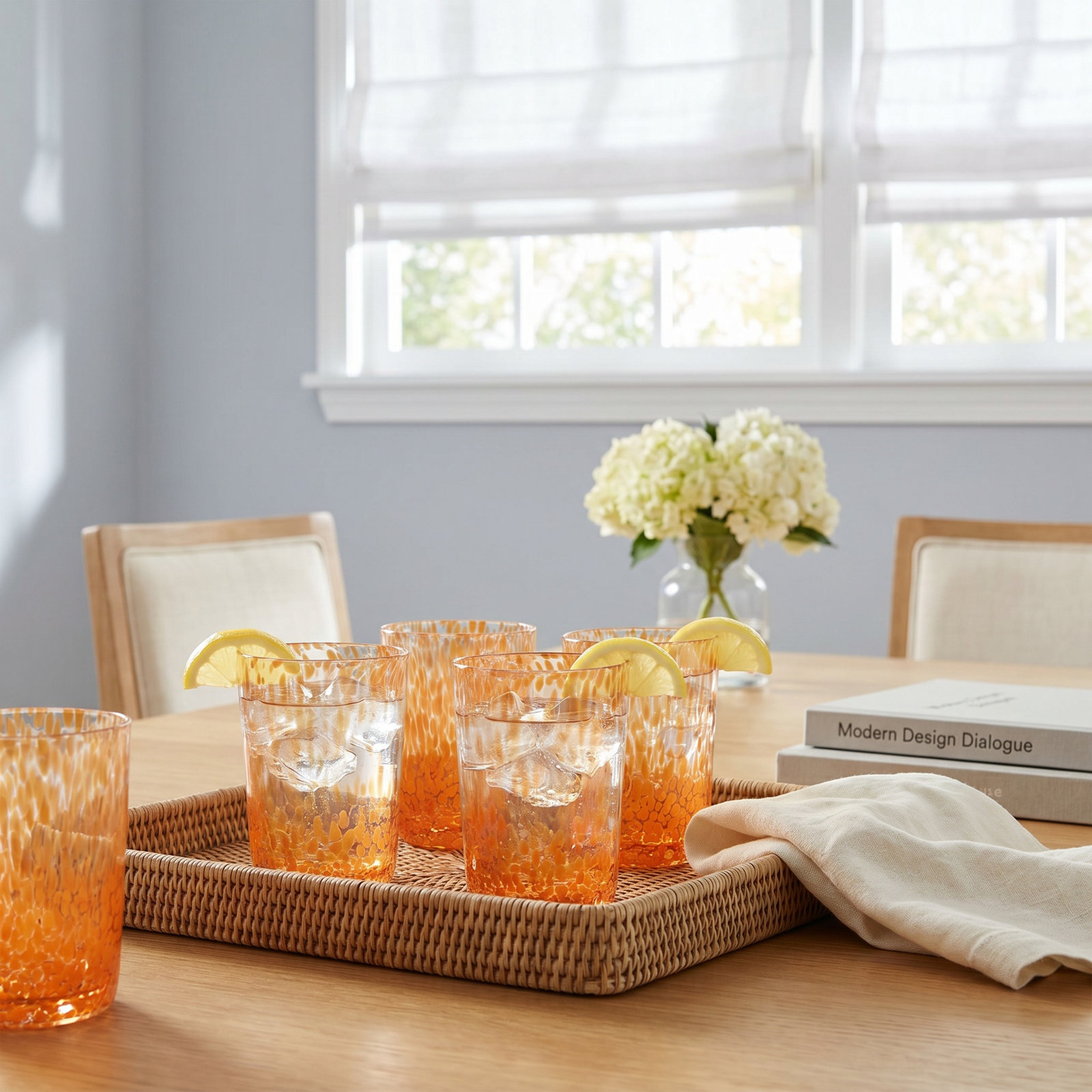 Buck Speckled Glass Tumblers, Set of 6, Orange